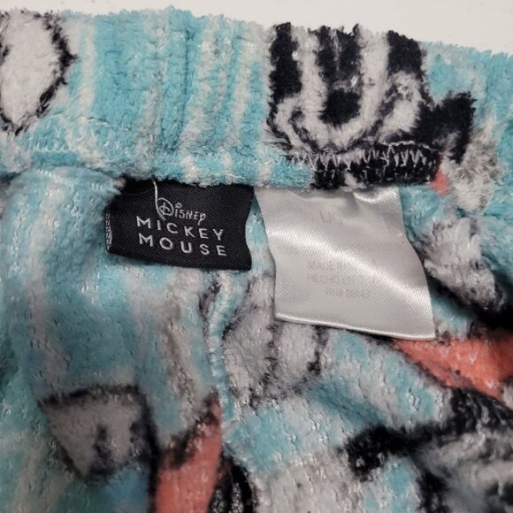 Disney Mickey Mouse Pajama Pants Fuzzy Fluffy Blue Womens Large Stretch Waist - Picture 4 of 6